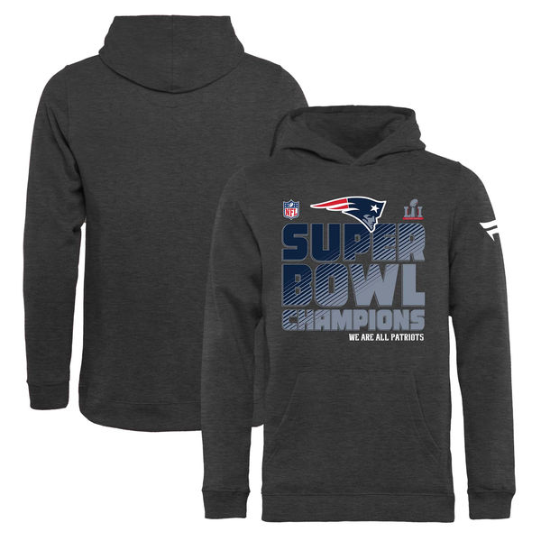 New England Patriots Pro Line by Fanatics Branded Youth Super Bowl LI Champions Trophy Collection Locker Room Pullover Hoodie - Charcoal